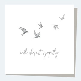 Dotty about Paper Sympathy Card - Flying Birds With Deepest Sympathy Premium Greetings Card, Delicate, Simple, Neutral. Made in the UK. Envelope Included (3405)