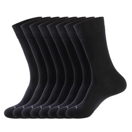 WANDER Men's Solid Dress Socks Cotton Black Men 8 Pairs Trouser Thin Classic Socks (Shoe Size:13-15, 8 Pairs Black)