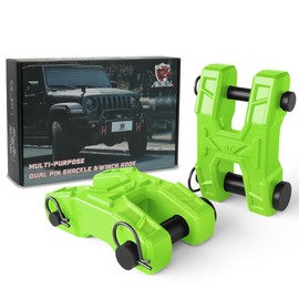 AMBULL H-Shaped Towing Winch Shackle, Heavy Duty Winch Fairlead Hook, Dual Pin Design as 3/4" Shackle & 3/8" Winch Hook for Towing, Recovery, Off-Road, 17,636 lbs Working Load-2 Pack, Green