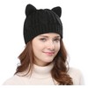 Women's Hat Cat Ear Crochet Braided Knit Caps,Black