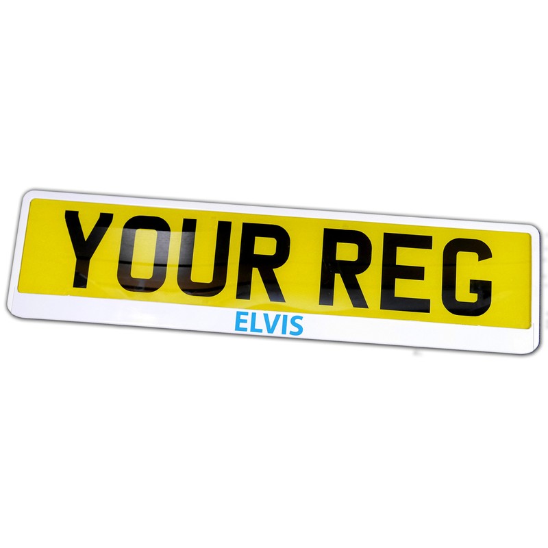 TAPORT® BLUE ELVIS TXT WHITE CAR REGISTRATION HOLDER FOR ANY