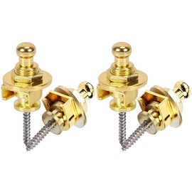Mesee Pack of 4 Guitar Strap Locks, Guitar Strap Buttons, Guitar Strap Locks, Locks for Guitar Straps, Metal Guitar Strap Endpin for Electric Acoustic Guitar, Bass Strap Locks, Ukulele - Gold