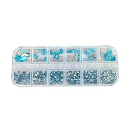 Nail Art Kit Blue Stones 12 Shapes