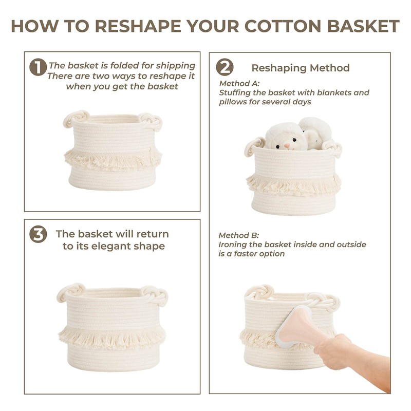 CherryNow Small Woven Storage Baskets, 9.5'' x 7'' inches Cotton