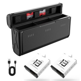 AFAITH 2 Pack Batteries and Charger for GoPro Hero 13 Black Camera, Portable 3-Channel Battery Charger Station with Type-C Charging Cord Compatible with GoPro Hero 13 Original Batteries Accessories