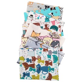 ZGXY Fabric, 8 pcs/lot Fat Quarter Fabric Bundles 100% Cotton 19.69'' x 19.69'' (50 x 50cm) Quilting Cotton Craft Fabric Pre-Cut Squares Sheets for Patchwork Sewing Quilting Crafting, Dog Cat Pattern.