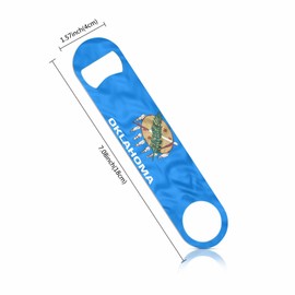 TASDANA Oklahoma Flag Stainless Steel Bottle Opener Leaf Feather Wave Circle Curve Foliage Plant States of USA Flag Flat Beer Bottle Opener Keychain for Home Kitchen Bar Restaurant Party Birthday Gift