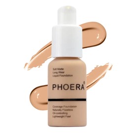 Foundation, Full Coverage Foundation, Soft Matte, Oil Control Foundation Makeup Flawless Smooth Long Lasting 24HR Waterproof and Blendable 30ml (104 - Buff Beige)