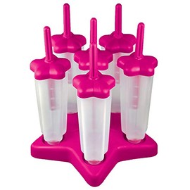 Tovolo Star Ice Pop Mold Popsicle Maker, Drip-Guard, Sturdy Base, 4 Fluid Oz, Set of 6, Pink