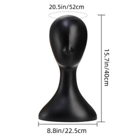 Acshio Professional Plastic Mannequin Head, Model Wig Head Stand with Neck for Women Men, Styling Making Display Holder with Jack for Hat, Mask, Headdress, Necklace, Black