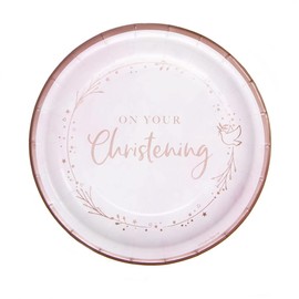 Pink On Your Christening Paper Dinner Plates