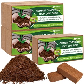 ZeeDix 5Pcs Premium Compressed Coco Coir Brick=12Gallons Coconut Coir Potting Soil for Planting, 7Lbs Coco Block with Low EC and pH Balance for Gardening Plants Flower Herbs and Vegetables