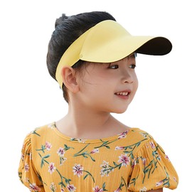 YiyiLai Seamless Sun Visor, Kids, Girls, Cap, Boys, Lightweight, UV Protection, Sun Hat, Sunscreen Hat, Spring and Summer, Wide Brim, Small Face Effect Hat, Kids, yellow, Free size