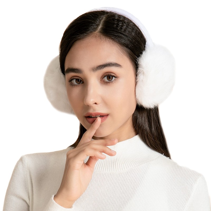 ZLYC Womens Girls Genuine Rabbit Fur EarMuffs Adjustable Ear Warmers,