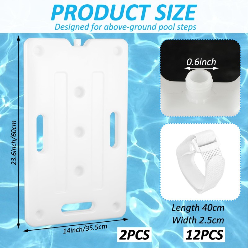 2 PCS Swimming Pool Ladder Weights with 12 Adjustable Straps,