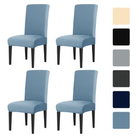 LUSCHEER Dining Room Chair Covers Set of 4, Chair Protector Slipcovers Stretch Removable Washable Decoration Seat Cover for Hotel, Ceremony, Banquet, Kitchen, Restaurant, Home (Blue)