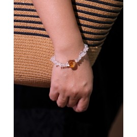 Lightock Irregular Spiritual Raw Stones Bracelets Reiki Crystals Chips Beaded Bracelets for Women Wealth Energy Balance Jewelry (Clear Quartz/Raw Citrine)