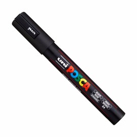 Posca Uni-Ball PC-5M Paint Marker Art Pens - 1.8-2.5mm – Black and White - Pack of 2