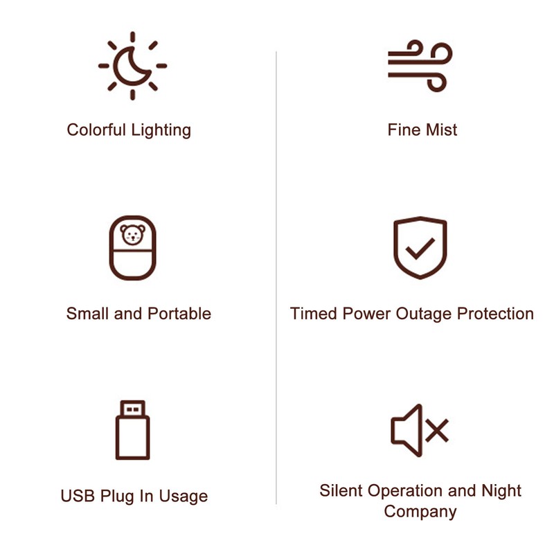 Humidifier Aroma Diffuser USB Power Supply 300ml Capacity Auto Shutdown