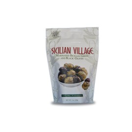 Sicilian Village Marinated Green and Black Olives, 7 Ounce
