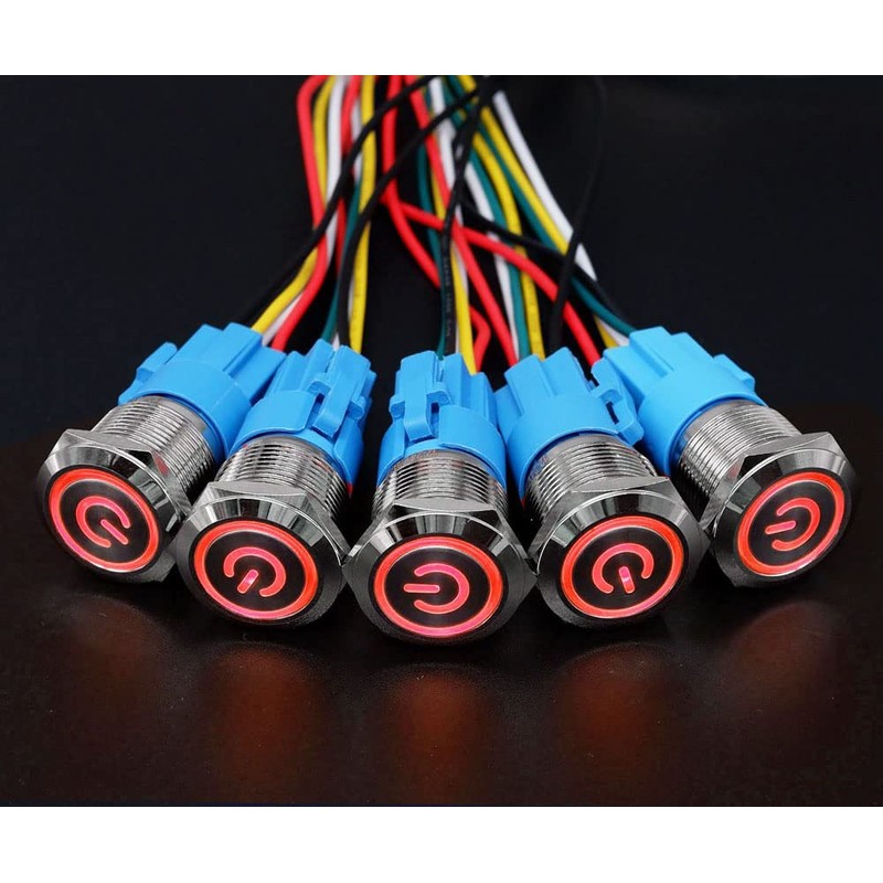 Hailege Locking Push Button Switch 16 mm 12V-24V 5A 1NO1NC
