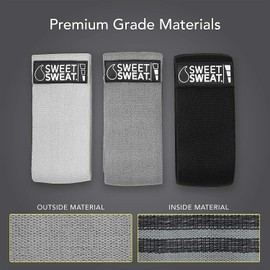 Sweet Sweat Hip Bands with 3 Levels of Resistance | Non-Slip Fabric Booty Bands for Squats & Lunges | Includes Free Mesh Carrying Bag