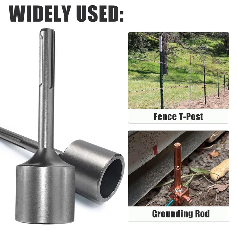 SDS Max Shank T-Post Driver - 2-Inch Diameter Head, Compatible