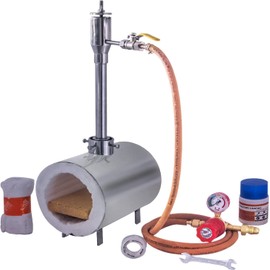 Propane Gas Forge Single Burner - Portable Blacksmithing Forge Kit for Knife Making Professionals Artists Hobbyists Farrier Forging Blacksmith Tools Equipment Stainless Steel Round Forge -Complete kit