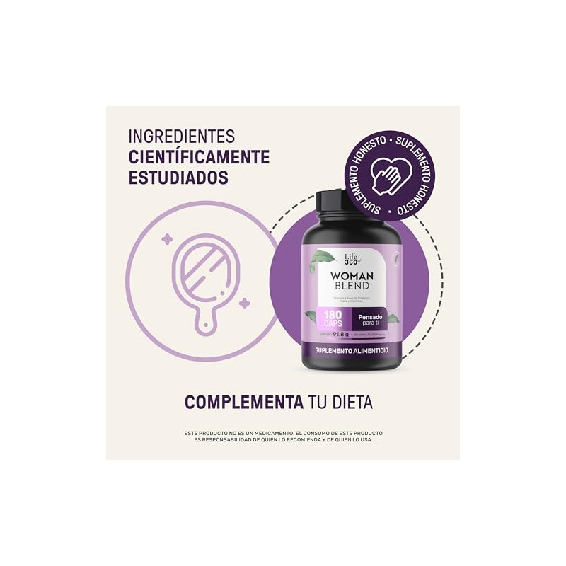 Multivitamínico Suplemento Mujer 180 Cápsulas Colágeno Hidrolizado Biotina Ácido Fólico