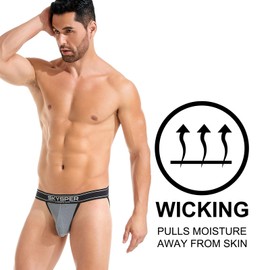 SKYSPER Jockstrap Athletic Supporters for Men Jock Strap Male Underwear Men's Thong Jockstrap Underwear, T03-gray, XX-Large