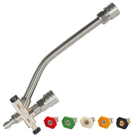 Hourleey Foam Cannon Dual-Connector Accessory, Pressure Washer Double Tip Attachment for Soap Cannon with 5 Power Washer Sprayer Nozzles, 1/4" Quick Connect, 4000 PSI