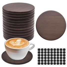 24 PCS Unfinished Square Wood Coasters, SIJDIEE 4 Inch Blank Wooden Craft Coasters with Non-Slip Foam Pad Stickers for DIY Stained Painting Wood Engraving Home Decoration Supplies