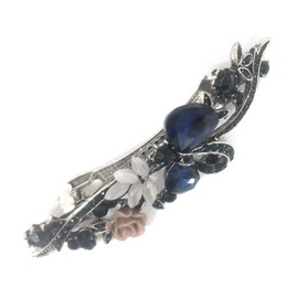VAccessories Vintage Crystal Spring Hair Clip/Opal Leaf Resin Flower Headwear Jewellery (Blue Crystal Leaf)