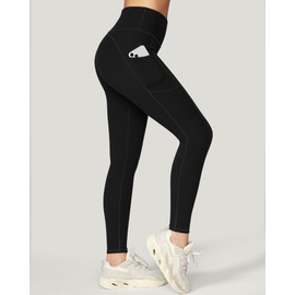 IUGA High Waist Yoga Pants with Pockets, Leggings for Women Tummy Control, Workout Leggings for Women 4 Way Stretch Black