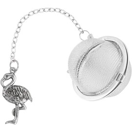 18/8 Stainless Steel 2-Inch Tea Ball Infuser with Zinc Alloy Charm, Tea Brew Filter, Strainer for Tea & Mulled Wine, 1-piece (Flamingo)