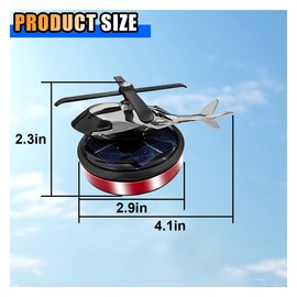 Helicopter Car Air Fresheners with Solar Rotating, Creative Car Perfume Decoration, Auto Airplane Fragrance Diffuser for Cars, Home, Office (Not Including the Fragrance) (Red)