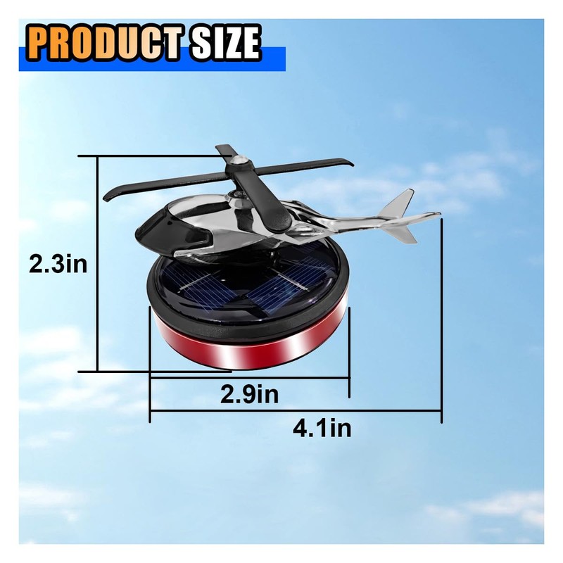 Helicopter Car Air Fresheners with Solar Rotating, Creative Car Perfume