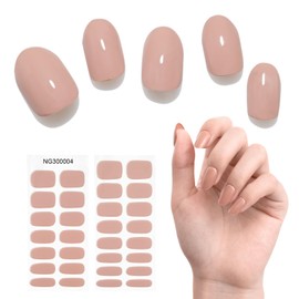 Foqic Semi Cured Gel Nail Strips 30 pcs - Adhesive Full Wrap Gel Nail Art Sticker, Waterproof Gel Nail Wrap Stickers with Nail File and Stick（UV/LED Lamp Required）-Cocoa Glow