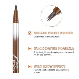 Boobeen Waterproof Liquid Brow Pen, Microblading Eyebrow Pencil, Smudge-Proof Angled Brush, Quick-Dry Long-Lasting, Create Defined Natural Wild Brow