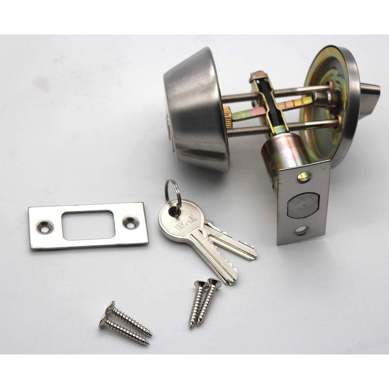 Classic Combo Door Lock, Satin Nickel Key Double Cylinder Deadbolt