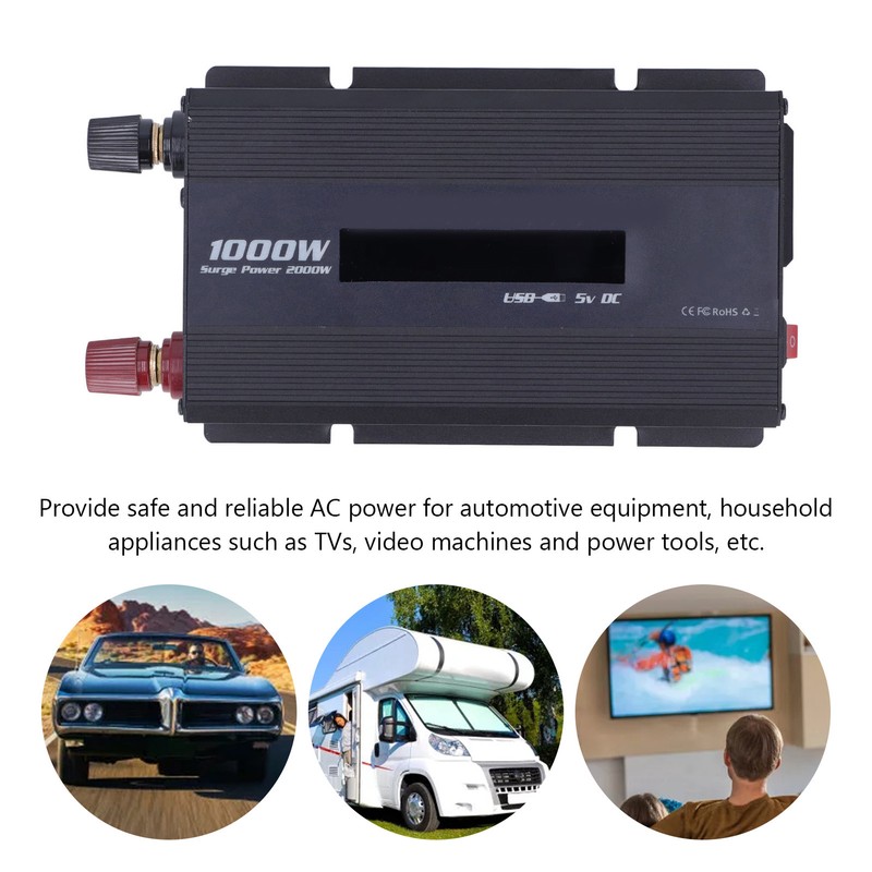 Car Inverter 1000W DC to AC Power Converter Multiple Protection