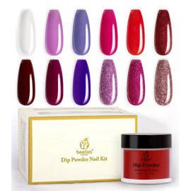 Beetles Nail Dip Powder Refill Set "Rose Red" 12 Colors 0.53oz Ea W/FREE GIFT!!!