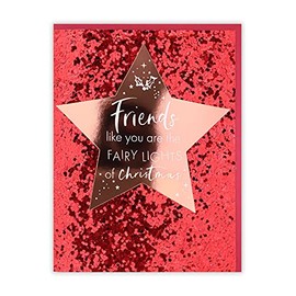 Clintons: Large Star Foil Star Friend Christmas Card, Christmas Card for Friends, General Christmas Cards, Single Christmas Card, Luxury Christmas Card for friends, Xmas Card for a Friend