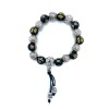 black and silver elastic bracelet bead mala Buddhist meditation letter