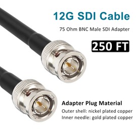 XRDS -RF 12G SDI Cable 250FT, SDI Video Cable 3G/6G/12G 75ohm BNC Male Cable Supports HD-SDI/3G/6G-SDI/4K for Video Security Camera SDI Converter