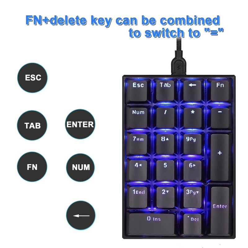 MOTOSPEED K23 Mechanical Numeric Keypad Red Switch Wired 21 Keys