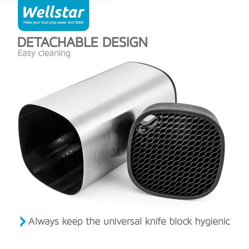 WELLSTAR Universal Knife Block Holder, Stainless Steel Knife Stand Without