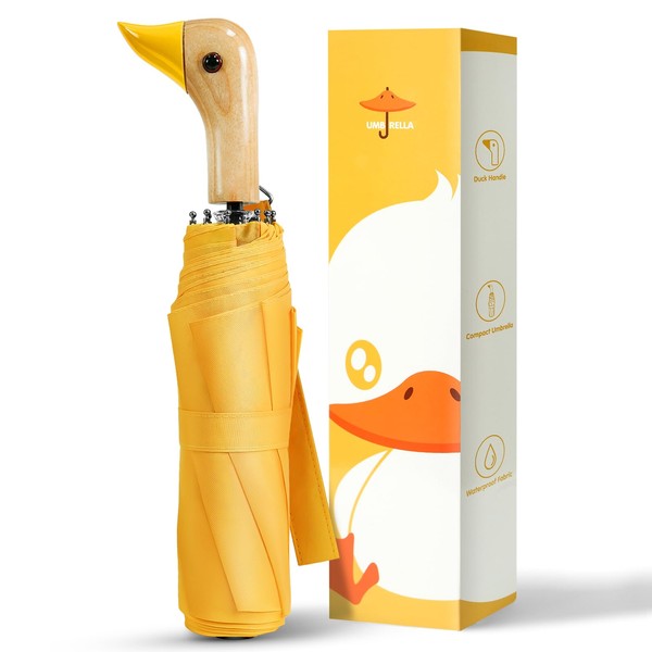 LEAGERA Compact Umbrellas for Rain&Sun, Travel Umbrella Cute Duck Head