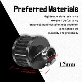 CHRYMUM Cold Air Intake Filter, Automotive Cold Air Breather Filter with Adjustable Clamp, Car Valve CoverTurbo Vent Cleaner, Universal Car Accessories Fits for Car Motorcycle