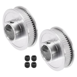 MECCANIXITY 60 Teeth 12mm Bore Timing Pulley, Aluminium Synchronous Wheel Silver for 3D Printer Belt, CNC Machine, Pack of 2